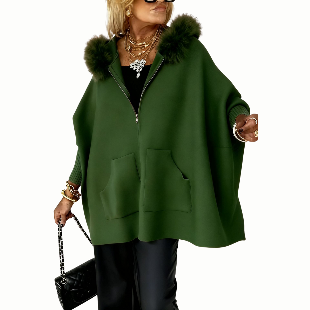 OPHELIA | FUR-TRIM CAPE COAT