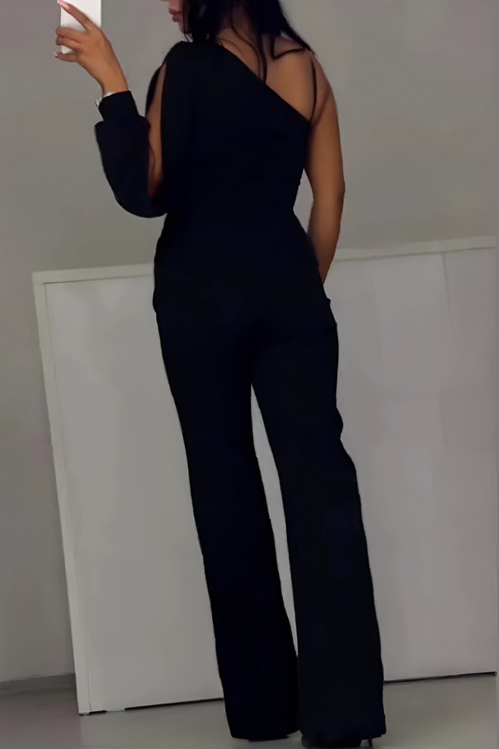 NANCY | ELEGANT ONE-SHOULDER JUMPSUIT WITH GLITTER DETAIL
