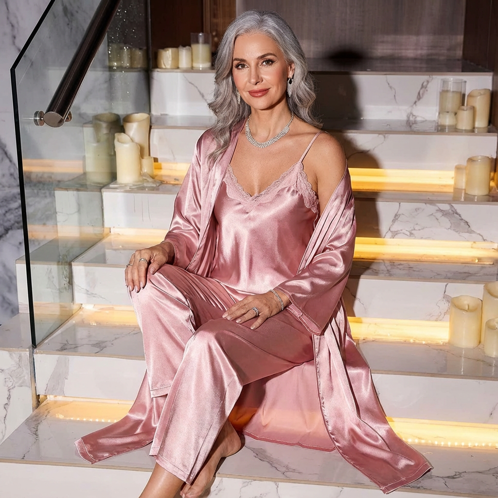 ISABELLA | 3-PIECE SATIN ROBE NIGHTWEAR SET