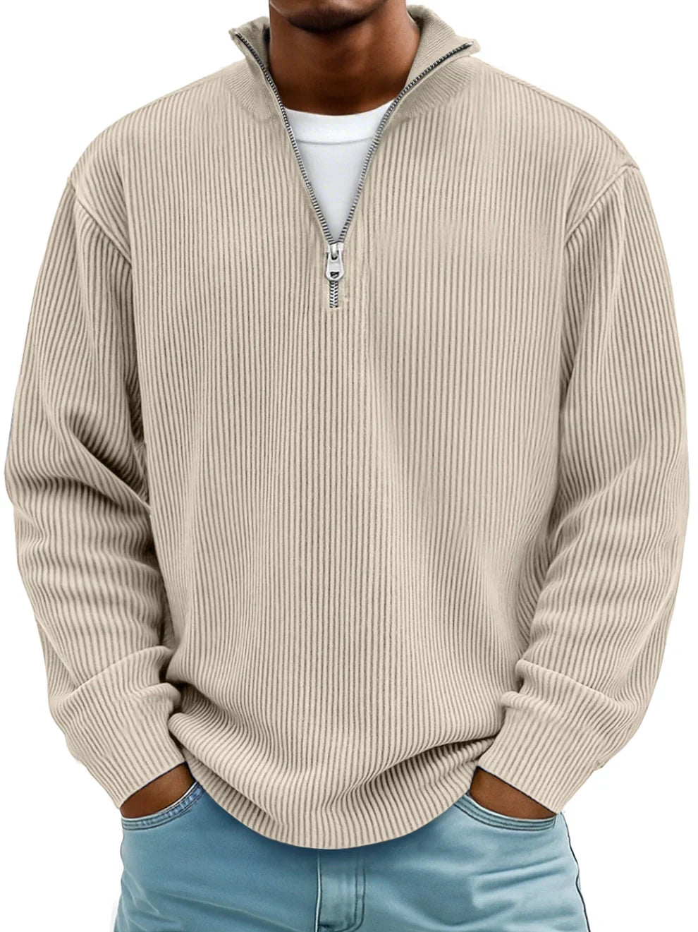 NOLAN | RIBBED HALF-ZIP SWEATER