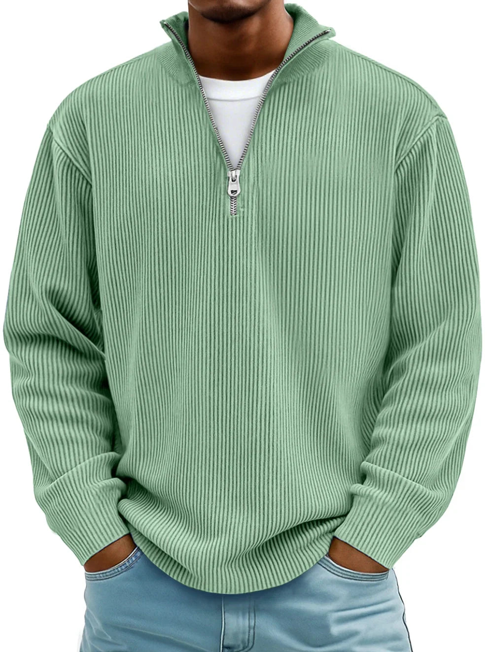 NOLAN | RIBBED HALF-ZIP SWEATER