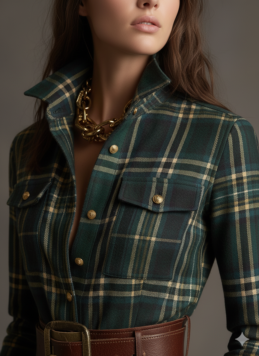 GIULIETTA | MAXI CHECK SHIRT DRESS WITH BELT