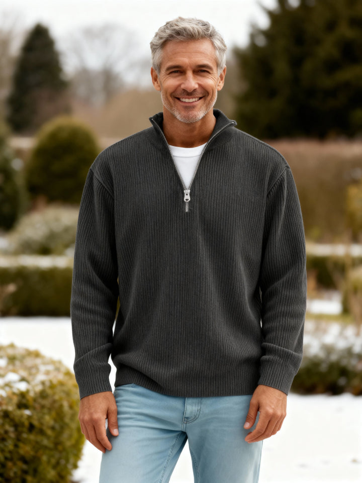 NOLAN | RIBBED HALF-ZIP SWEATER
