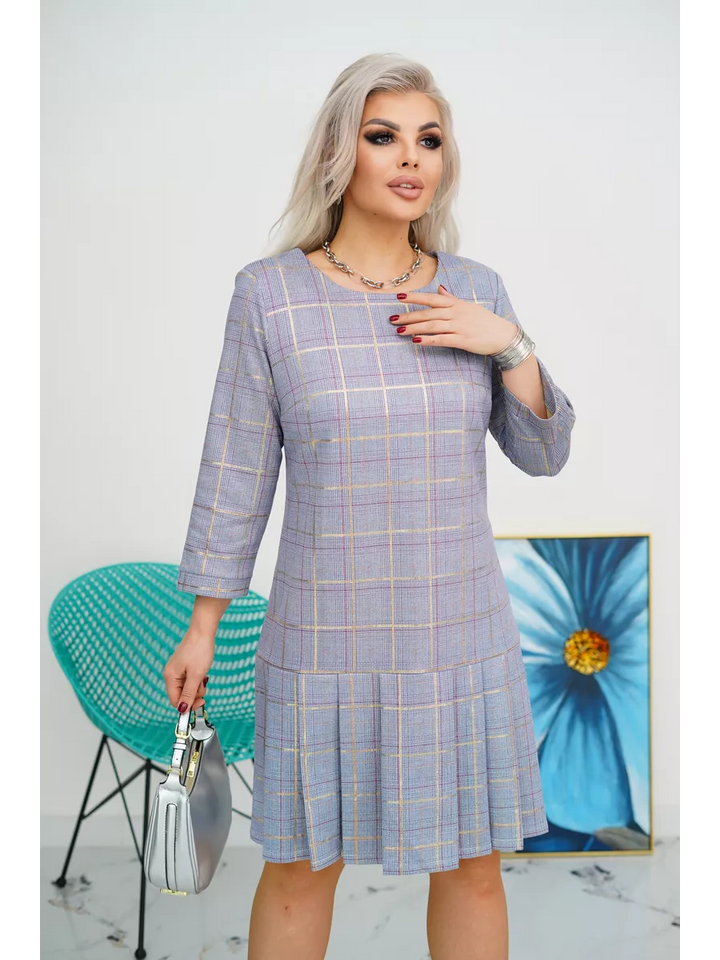 GEORGINA | CHECK PRINT PLEATED DRESS