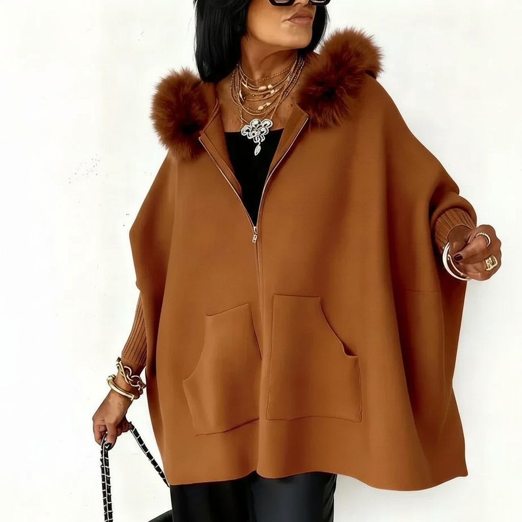 OPHELIA | FUR-TRIM CAPE COAT