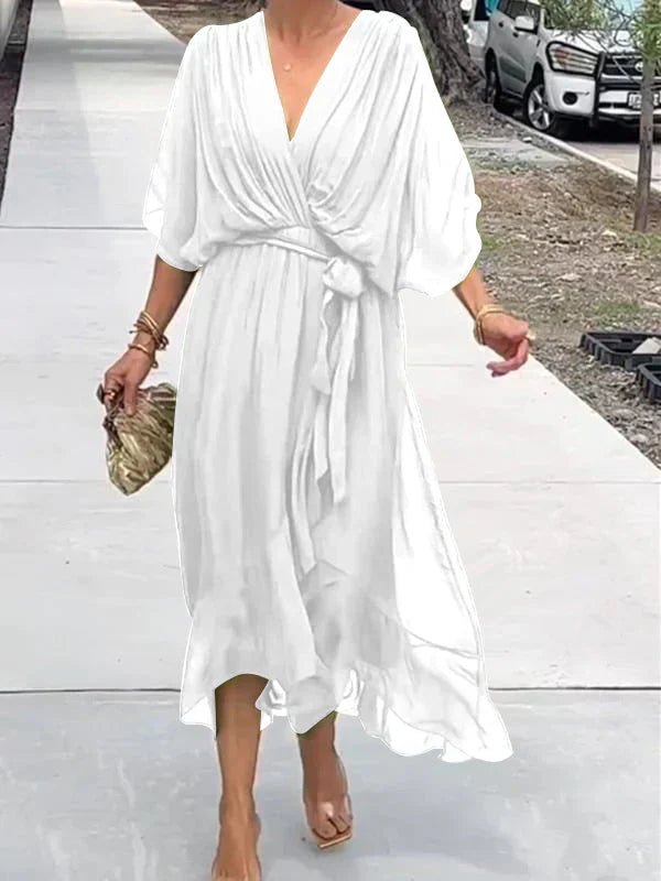 MYRA | FLOWY LIGHT V-NECK DRESS