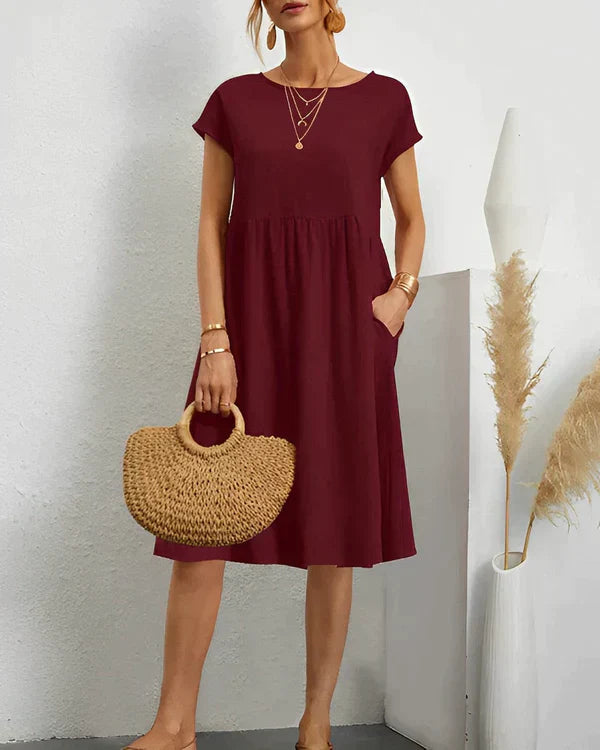 JACQUELINE | ELEGANT ROUND NECK DRESS