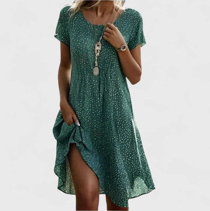 ROSALINDA | POLKA DOT V-NECK MIDI DRESS