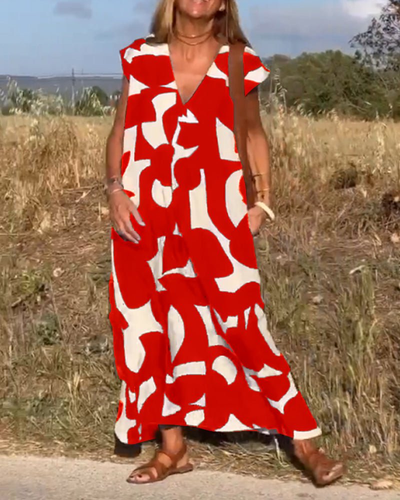 DOREEN | PRINTED V-NECK DRESS